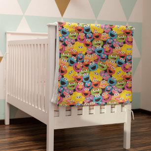 Sesame Street Character Facter Pattern Fleece Deken