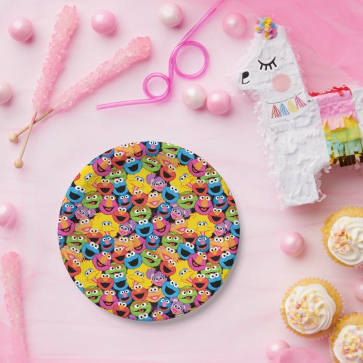 Sesame Street Character Facter Pattern Papieren Bordje (Feest)