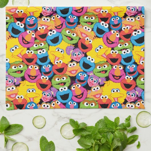 Sesame Street Character Facter Pattern Theedoek (Gevouwen)