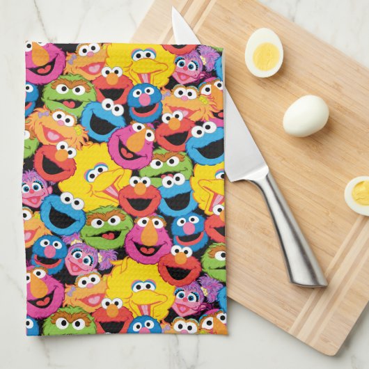 Sesame Street Character Facter Pattern Theedoek (Quarter Fold)