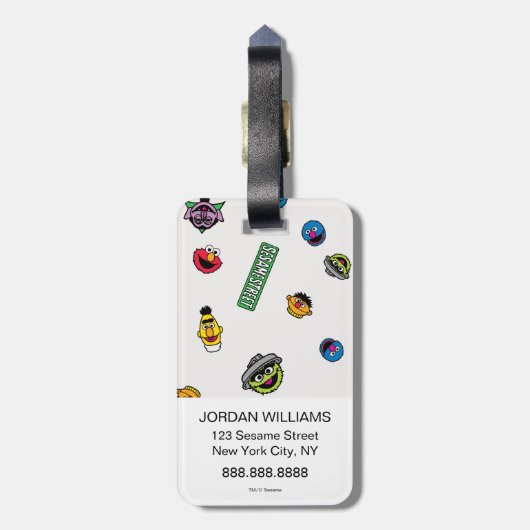 Sesame Street Character Pattern Bagagelabel (Achterkant verticaal)