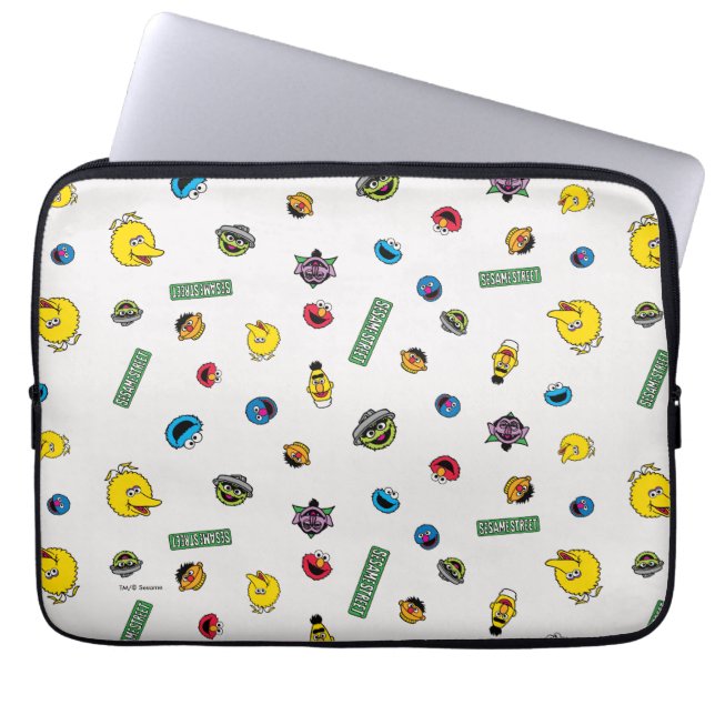 Sesame Street Character Pattern Laptop Sleeve (Voorkant)