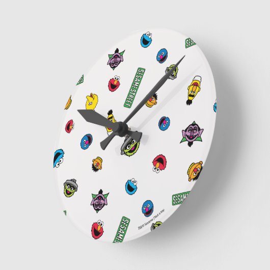 Sesame Street Character Pattern Ronde Klok (Hoek)