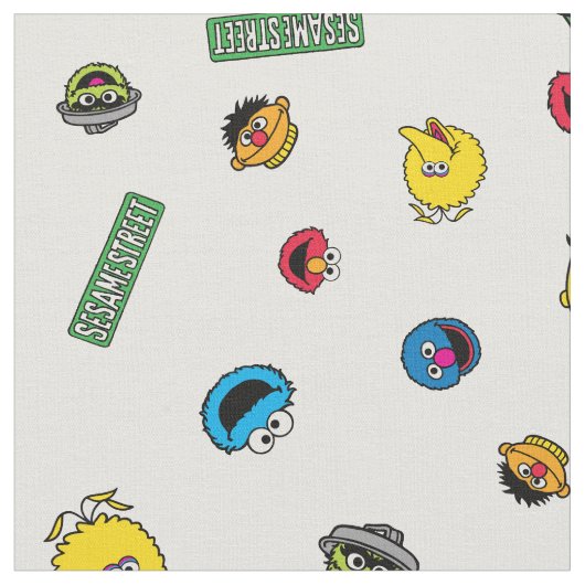 Sesame Street Character Pattern Stof (Close Up)