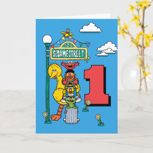 Sesame Street Characters Birthday Card Kaart (Gele Bloem)