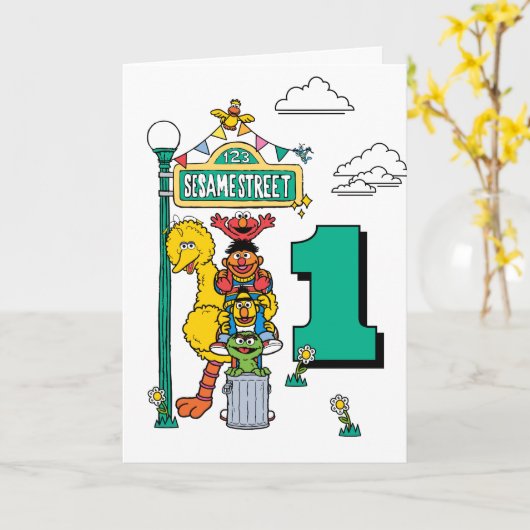 Sesame Street Characters Birthday Card Kaart (Gele Bloem)