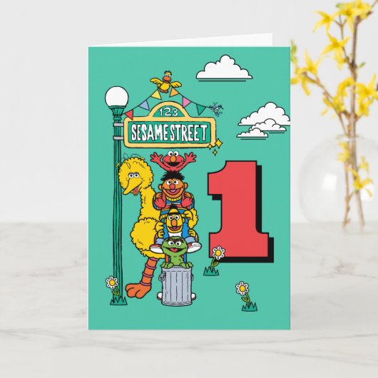 Sesame Street Characters Birthday Card Kaart (Gele Bloem)