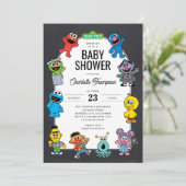 Sesame Street Characters Chalkboard Baby shower Kaart (Staand voorkant)
