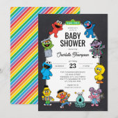 Sesame Street Characters Chalkboard Baby shower Kaart (Voorkant / Achterkant)