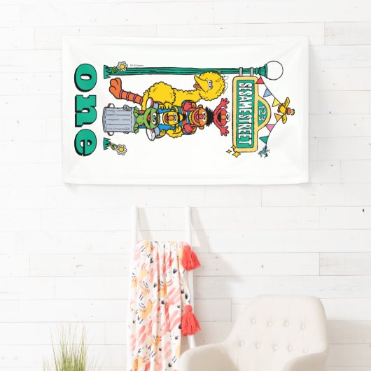 Sesame Street Characters First Birthday Banner (Insitu)