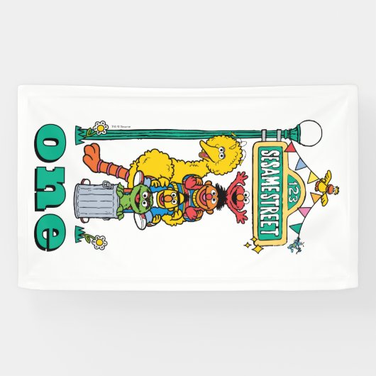 Sesame Street Characters First Birthday Banner (Horizontaal)