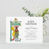 Sesame Street Characters & Street Sign Baby shower Kaart (Staand voorkant)