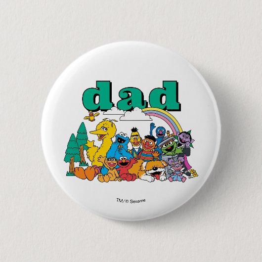 Sesame Street Characters & Street Sign Birthday Bu Ronde Button 5,7 Cm (Voorkant)