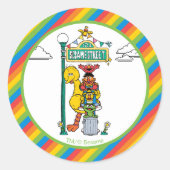 Sesame Street Characters & Street Sign Birthday Cl Ronde Sticker (Voorkant)