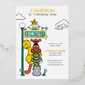 Sesame Street Characters & Street Sign Birthday Folie Uitnodiging (Voorkant)