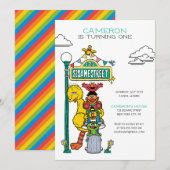 Sesame Street Characters & Street Sign Birthday Kaart (Voorkant / Achterkant)