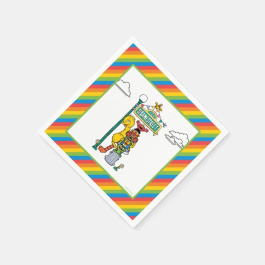 Sesame Street Characters & Street Sign Birthday Na Servet (Hoek)