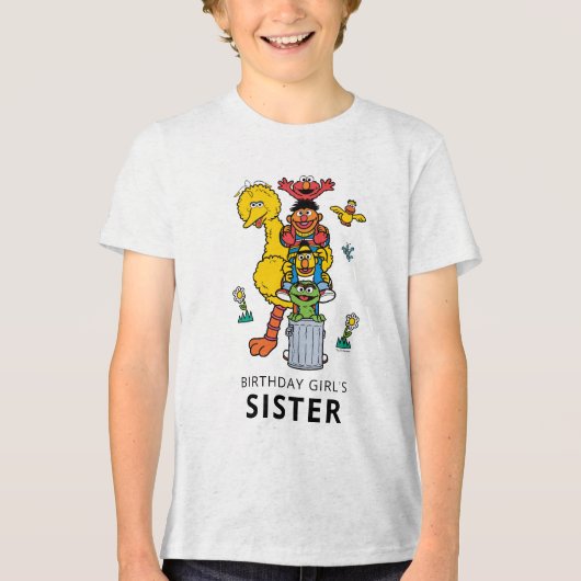 Sesame Street Characters & Street Sign Birthday Tr Tri-Blend Shirt (Voorkant)
