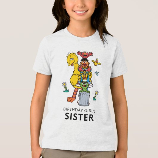 Sesame Street Characters & Street Sign Birthday Tr Tri-Blend Shirt (Voorkant)