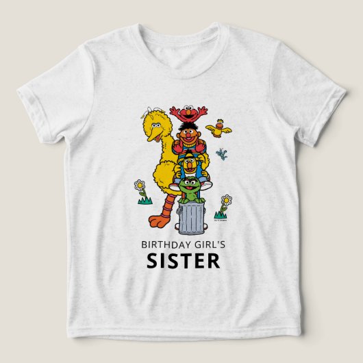Sesame Street Characters & Street Sign Birthday Tr Tri-Blend Shirt (Design voorkant)