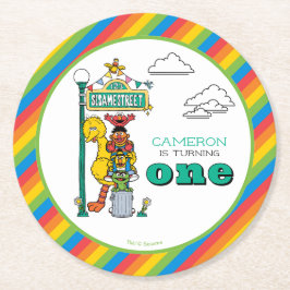 Sesame Street Characters & Street Sign Round Paper Ronde Kartonnen Onderzetter