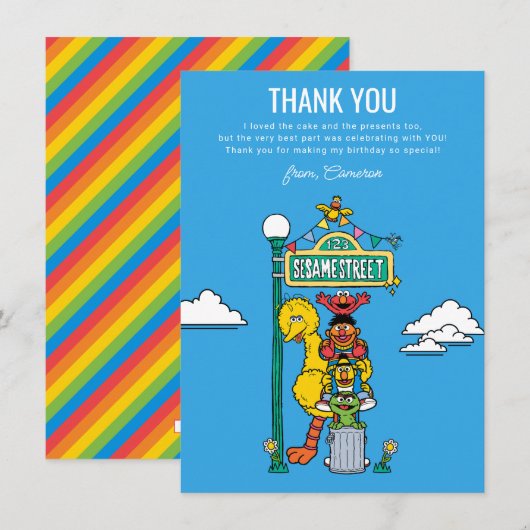 Sesame Street Characters & Street Sign Thank You C Bedankkaart (Voorkant / Achterkant)