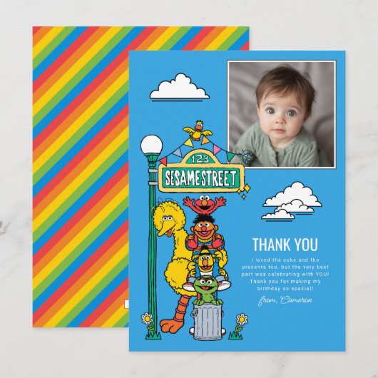 Sesame Street Characters & Street Sign Thank You C Bedankkaart (Voorkant / Achterkant)