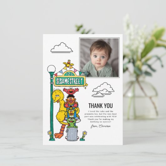 Sesame Street Characters & Street Sign Thank You C Bedankkaart (Staand voorkant)