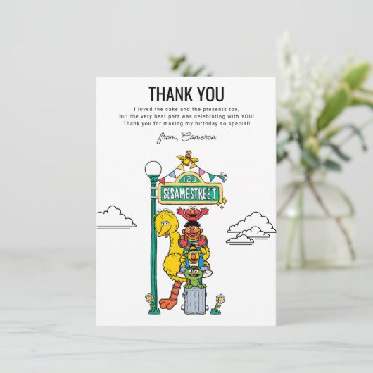 Sesame Street Characters & Street Sign Thank You C Bedankkaart (Staand voorkant)