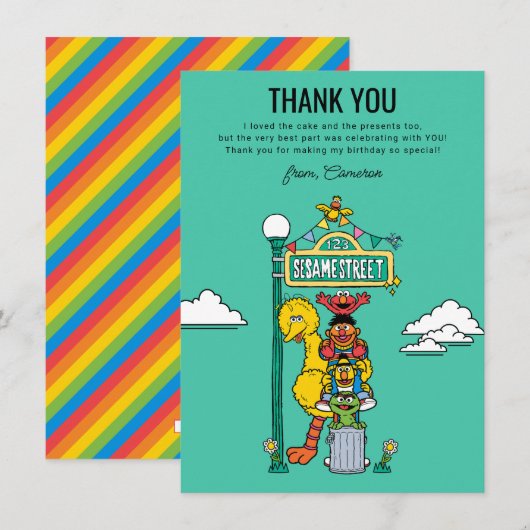 Sesame Street Characters & Street Sign Thank You C Bedankkaart (Voorkant / Achterkant)
