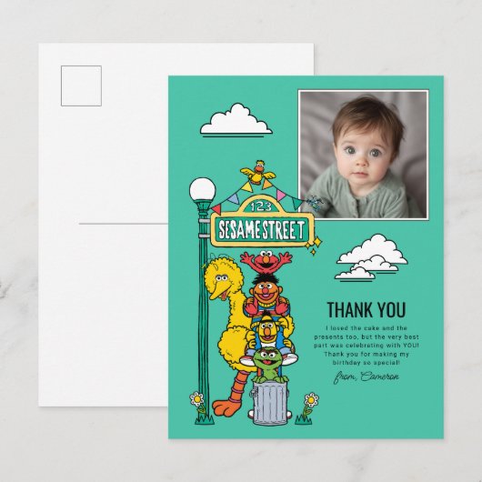 Sesame Street Characters & Street Sign Thank You P Briefkaart (Voorkant / Achterkant)