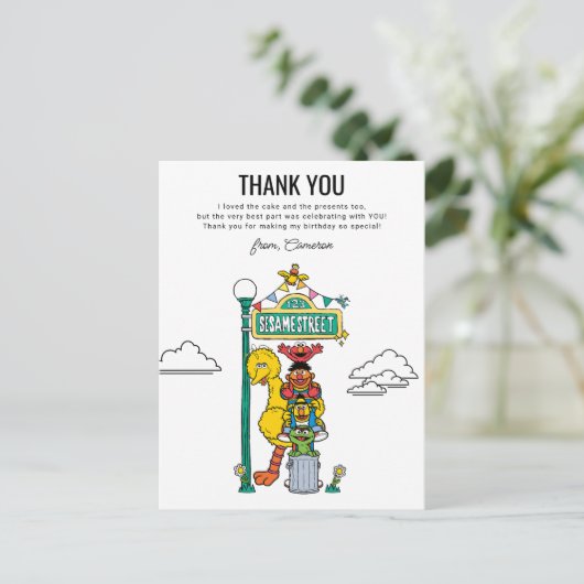 Sesame Street Characters & Street Sign Thank You P Briefkaart (Staand voorkant)