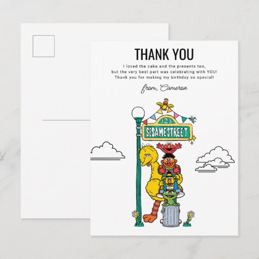 Sesame Street Characters & Street Sign Thank You P Briefkaart (Voorkant / Achterkant)