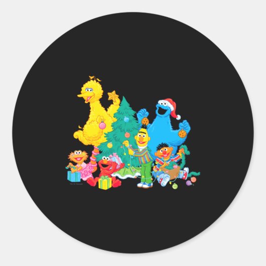 Sesame Street Christmas Pals  Ronde Sticker (Voorkant)