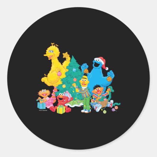 Sesame Street Christmas Pals T Shirt  Ronde Sticker (Voorkant)