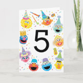 Sesame Street Confetti Gefeliciteerd 5e Verjaardag Kaart (Voorkant)