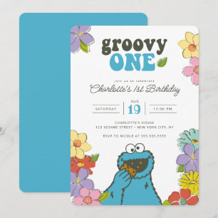 Sesame Street Cookie Monster   Groovy One Birthday Kaart
