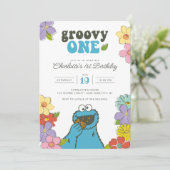 Sesame Street Cookie Monster | Groovy One Birthday Kaart (Staand voorkant)