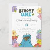 Sesame Street Cookie Monster | Groovy One Birthday Kaart (Voorkant)