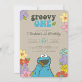 Sesame Street Cookie Monster | Groovy One Birthday Kaart (Voorkant)