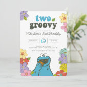 Sesame Street Cookie Monster | Twee Groovy Birthda Kaart (Staand voorkant)