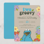 Sesame Street Cookie Monster | Twee Groovy Birthda Kaart (Voorkant / Achterkant)