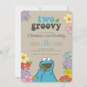 Sesame Street Cookie Monster | Twee Groovy Birthda Kaart (Voorkant)