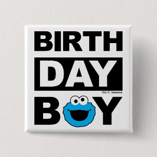 Sesame Street Cookie Monster - Verjaardagsprins Vierkante Button 5,1 Cm