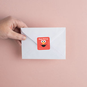 Sesame Street Elmo Een Cadeau Van - Verjaardag Vierkante Sticker