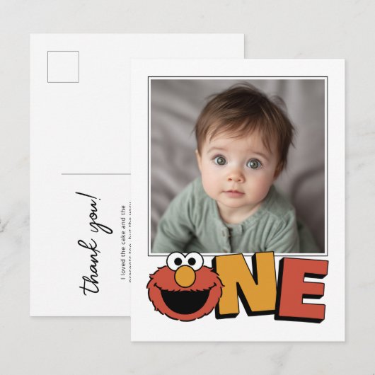 Sesame Street | Elmo - Eerste verjaardag Bedankt f Briefkaart (Voorkant / Achterkant)