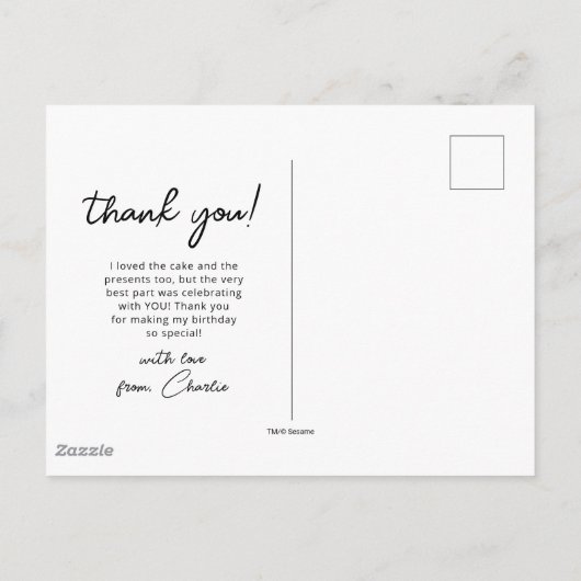 Sesame Street | Elmo - Eerste verjaardag dankjewel Briefkaart (Achterkant)