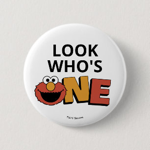 Sesame Street   Elmo - Eerste Verjaardag Knoop Ronde Button 5,7 Cm