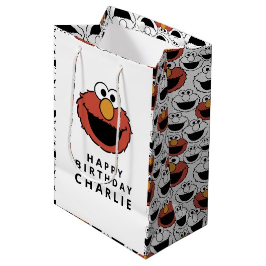 Sesame Street | Elmo - Eerste verjaardag middelgro Medium Cadeauzakje (Voorkant Gekanteld)
