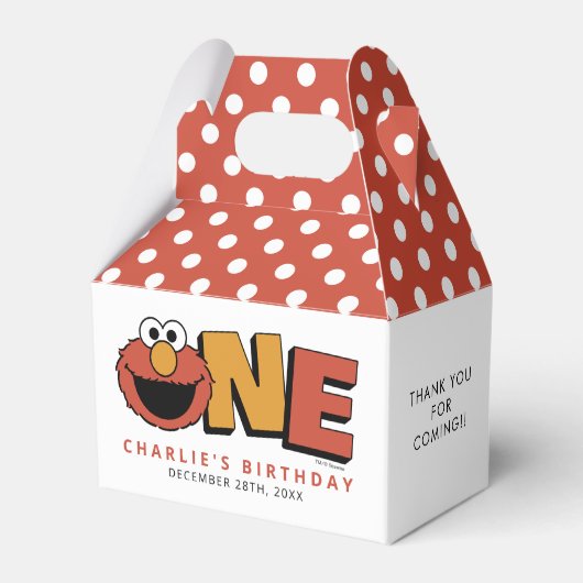 Sesame Street | Elmo - First Birthday Favor Boxes Bedankdoosjes (Achterkant)